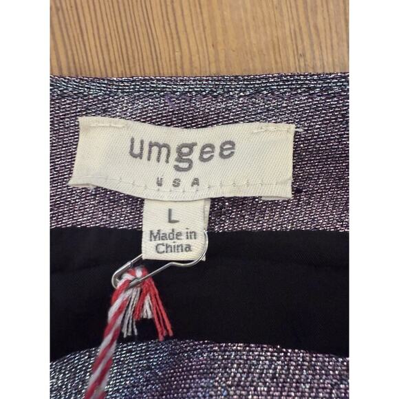 NWT Umgee Metallic‎ Blue Mini Skirt Embroidered Floral Tapestry Boho Festival L - Picture 4 of 9